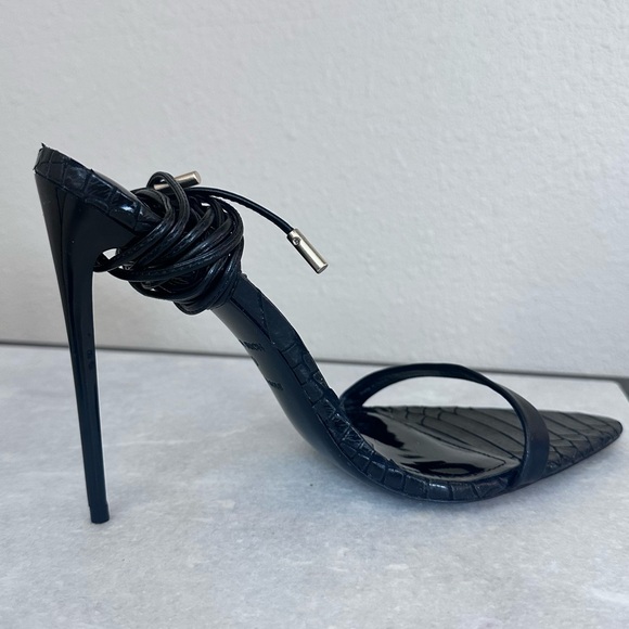 Rich Sandal by Jessica Rich Black Stiletto Lace Up Heels Size 40 / 9.5 - Picture 14 of 16